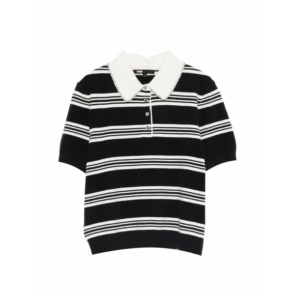 マージュ レディース スポーツシャツ トップス Striped polo top Blue