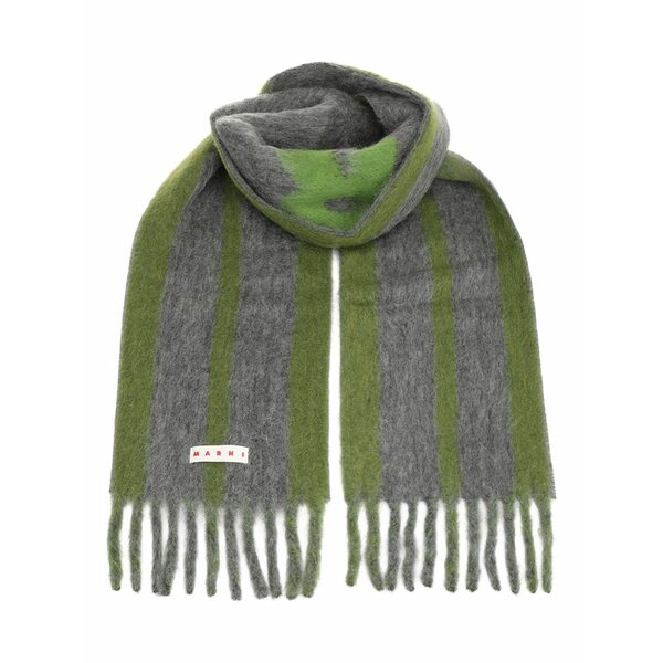マルニ レディース えり巻き・袈裟・えり巻き 付属物 Striped fringed scarf Green