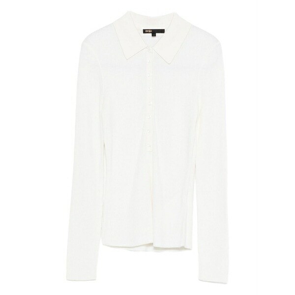 マージュ レディース スポーツシャツ トップス Buttoned collared sweatshirt Neutrals
