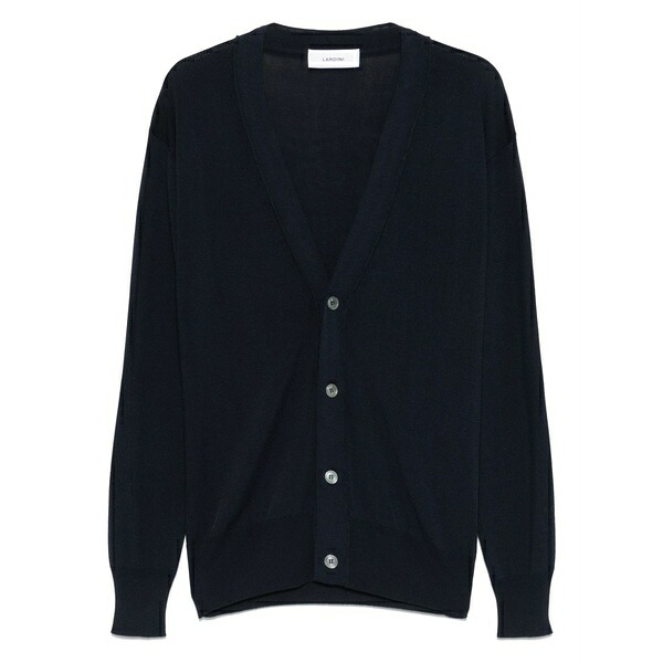ラルディーニ メンズ ジレー アウター Fine-ribbed cardigan Blue メンズファッション-カーディガン