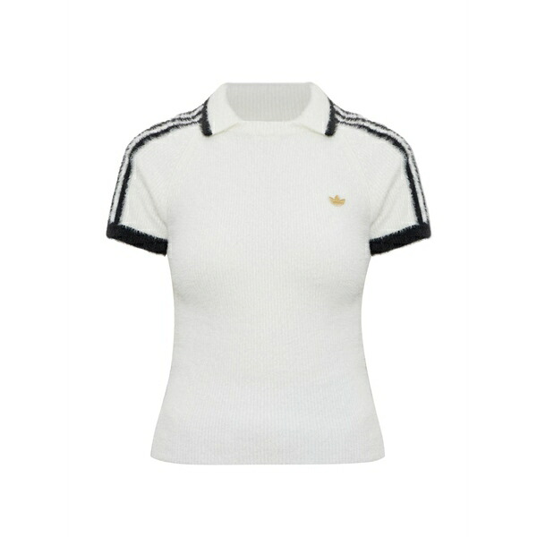 アディダス レディース Tシャツ トップス Stripe detail polo top White|asty
