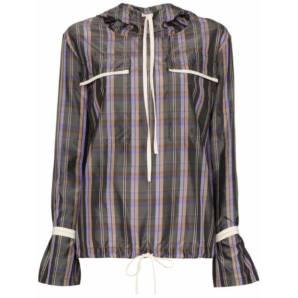 エヌ・デュオ レディース パーカー・スウェットシャツ アウター Check windbreaker hoodie  Grey