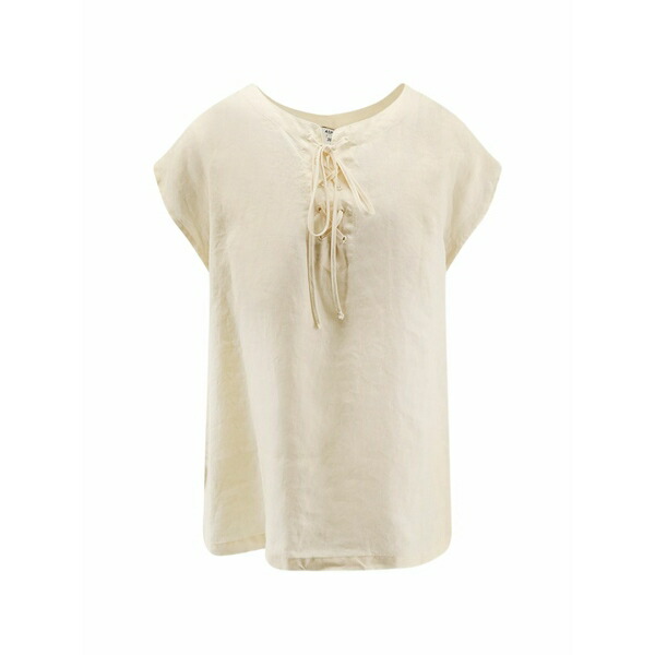 アスペジ レディース プルオーバー トップス Lace-up t-shirt Neutrals