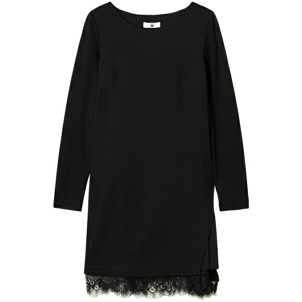 ツイン書き割り レディース 衣裳 トップス Lace-detailing mini dress Black