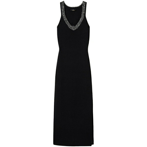 ツイン書き割り レディース 衣裳 トップス Sequin-embellished knitted dress Black