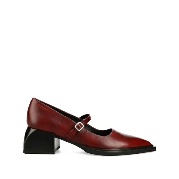 流れ者 レディース パンプス シューズ 55粍 vivian buckle-strap block-heel pumps Red