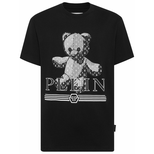 フィリップ飾り気のない メンズ ティーシャツ トップス Teddy bear cotton t-shirt Black