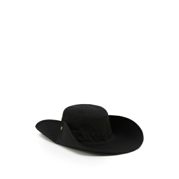 ピンコ レディース 帽子 アクセサリー Button-detail fedora hat Black|asty
