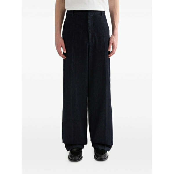 ジル・サンダー メンズ 心地よいズボン下 ボトムス Belt-loops cotton trousers Blue