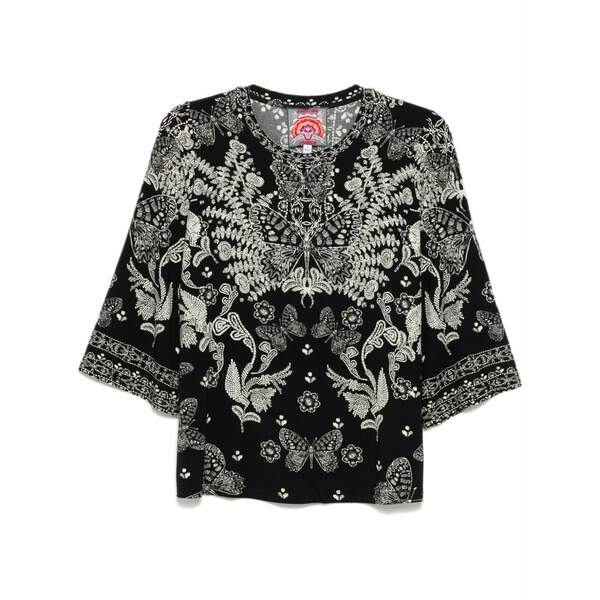 ジョニーワズ レディース ティーシャツ トップス The janie bell-sleeved top Black