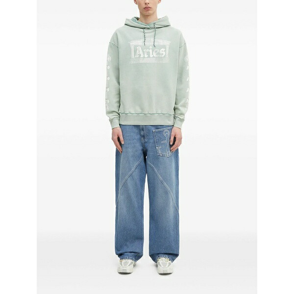 アリーズ メンズ パーカー・スウェットシャツ アウター Temple-logo hoodie Green