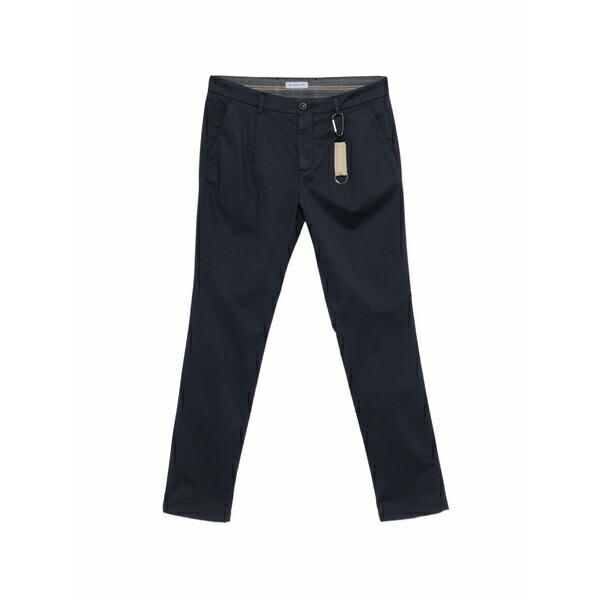 マニュエル リッツ メンズ 心地好いズボン下 ボトムス Micro-texture pleated trousers Blue