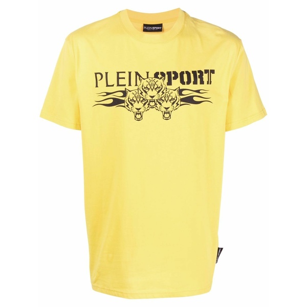 飾り気の無い運動競技 メンズ プルオーバー トップス Crew neck logo-print t-shirt Yellow