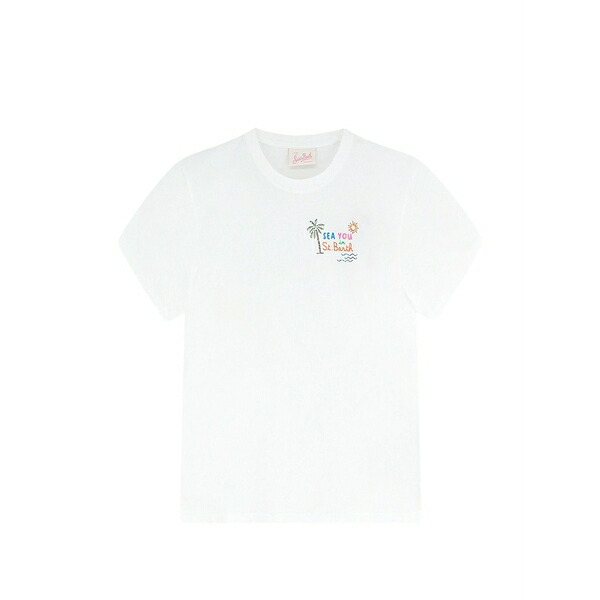 エムシーツーセイントバース レディース ティーシャツ トップス Emilie rhinestone-embellished detail t-shirt  White