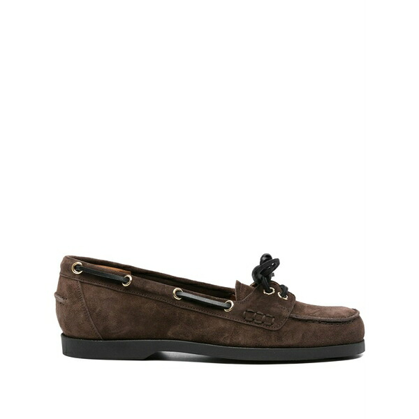 エーティーピー 制作室 レディース スリッポン・ローファー シューズ Lace-up suede loafers Brown