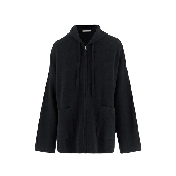 アリュード レディース 編み物\u0026プルオーバー アウター Hooded zip sweatshirt Black
