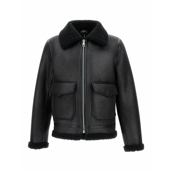 アーペーセー メンズ 上衣＆上衣 アウター Shearling flap-pocket jacket Black