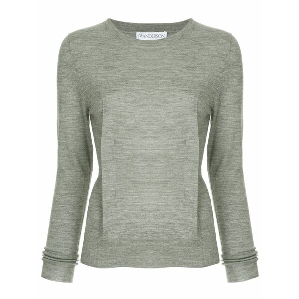 J.W.アンダーソン レディース 編み物\u0026プルオーバー アウター Light-grey melange crew-neck jumper with dart detailing Grey