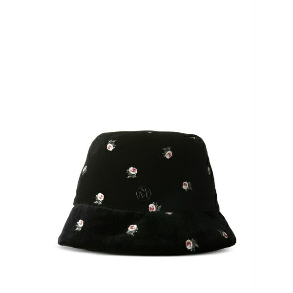 メゾンミッシェル  レディース 鳥打ち帽 付属物 Floral-embroidered bucket hat Black