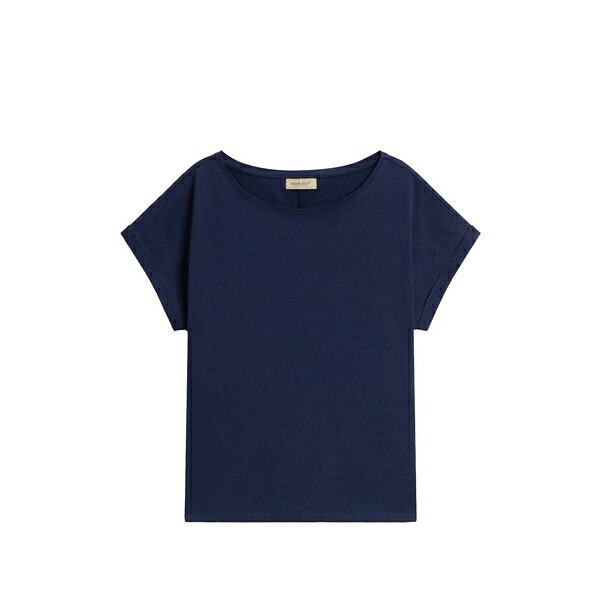 羊毛 分限者 レディース プルオーバー トップス Slub-cotton boat-neck t-shirt Blue