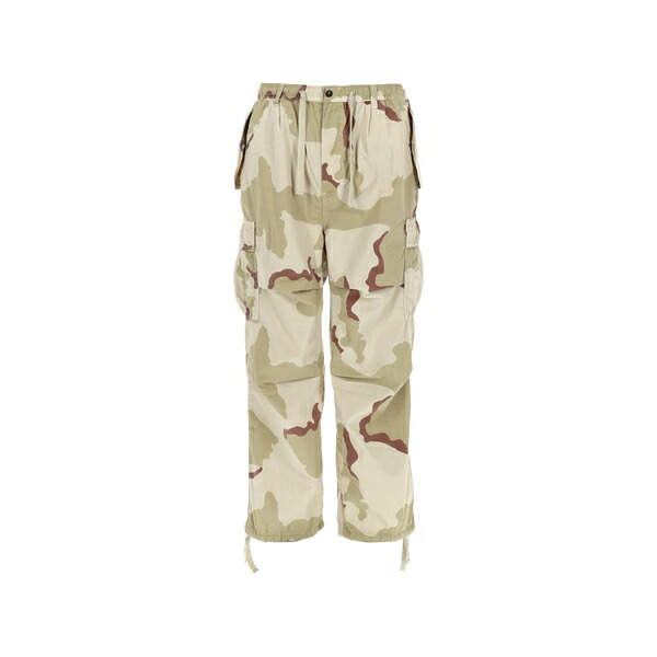 アミッシュ メンズ 心地好いズボン下 ボトムス Camouflage-print drawstring cargo pants Neutrals