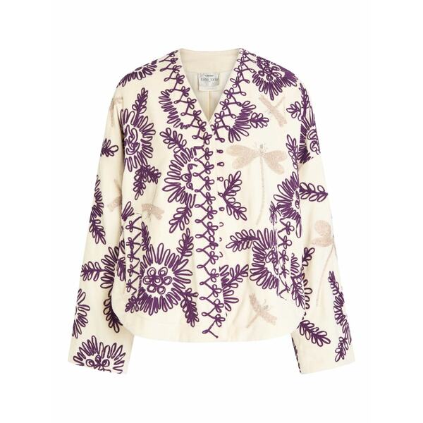 フォルテ フォルテ レディース 上衣＆上衣 アウター Floral-embroidered jacket Neutrals
