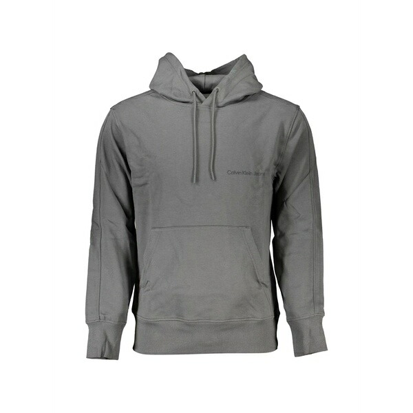 カルバンクライン メンズ パーカー・スウェットシャツ アウター Logo-print cotton hoodie Grey