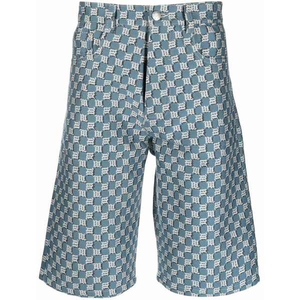 ミスビヘイブ メンズ ジーンズズボン下 ボトムス Logo-print denim shorts Blue