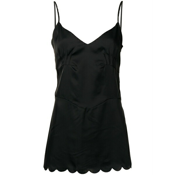 ジル・サンダー レディース カットソー トップス Satin v-neck spaghetti-strap top Blue
