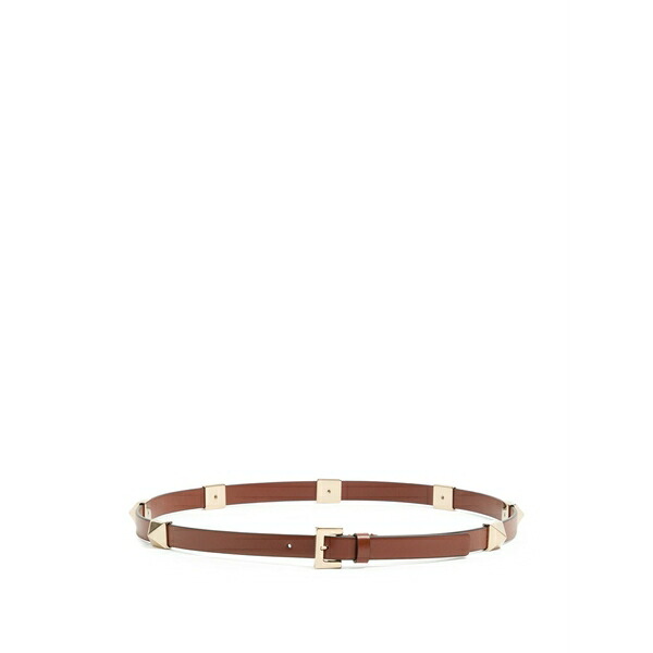 ヴァレンティノ ガラヴァーニ レディース 三尺帯 付属物 Rockstud fierce shiny calfskin belt 15粍 Brown