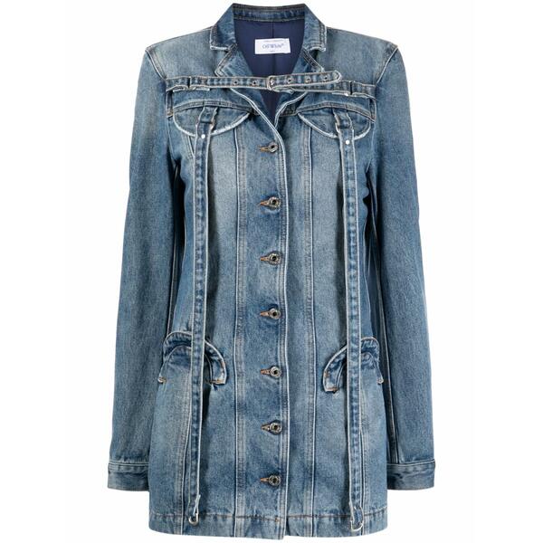象牙色 レディース 衣裳 トップス Long-sleeve denim minidress Blue