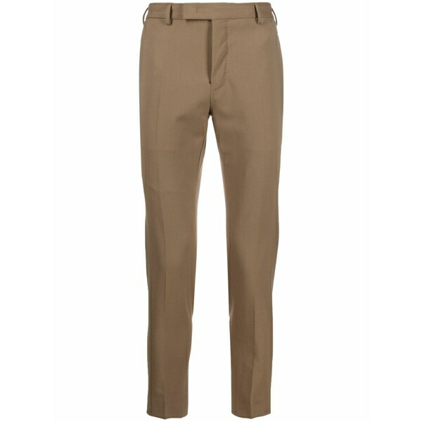 PTトリノ メンズ 心地好いズボン下 ボトムス Mid-rise wool tailored trousers Brown