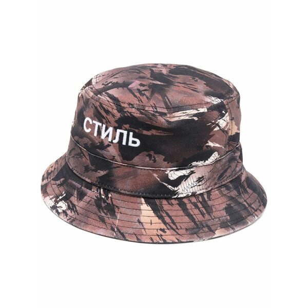 戸呂 プレストン メンズ かぶり笠 佩び物 °￠°°°￢-logo camo bucket hat Brown