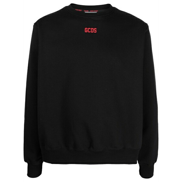 ジーシーディーエス メンズ パーカー・スウェットシャツ アウター Logo-print crew neck sweatshirt Black
