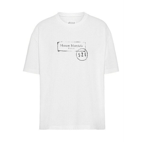 マルタンマルジェラ メンズ プルオーバー トップス Logo-print t-shirt White