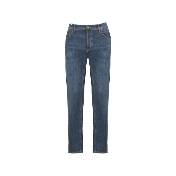 PTトリノ メンズ 心地よいズボン下 ボトムス Faded slim-fit jeans Blue