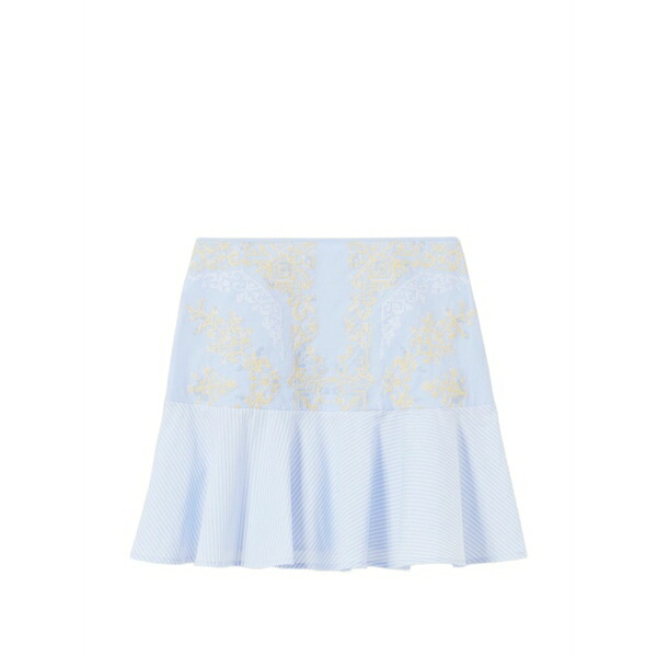 クローディピエルロ レディース スコート ボトムス Embroidered striped-pattern a-line skirt Blue