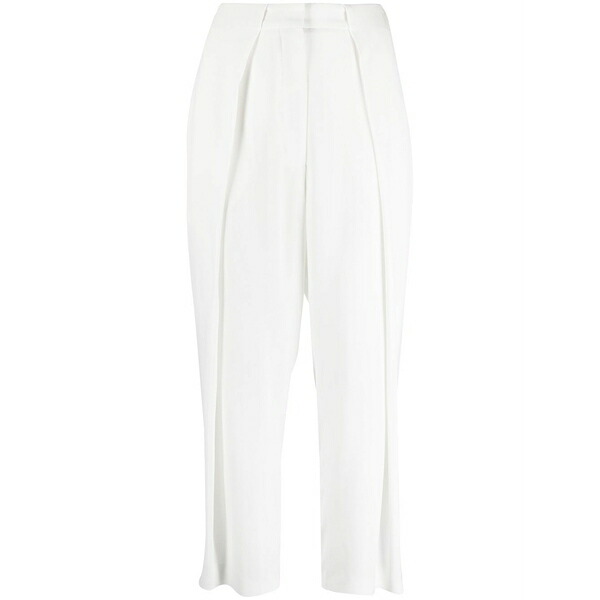 バルマン レディース 心地よいズボン下 ボトムス Pleated high-waisted trousers White