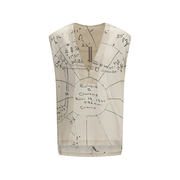 リックオウエンス メンズ ティーシャツ トップス V-neck print top Neutrals