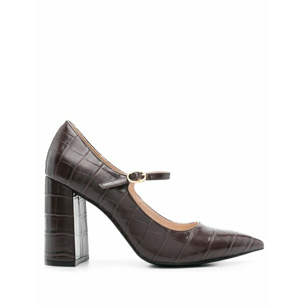 ツイン仕掛ける レディース パンプス シューズ 100粍 embossed crocodile effect pumps Brown