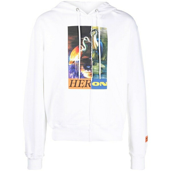 戸呂 プレストン メンズ パーカー・スウェットシャツ アウター Heron-print cotton hoodie White