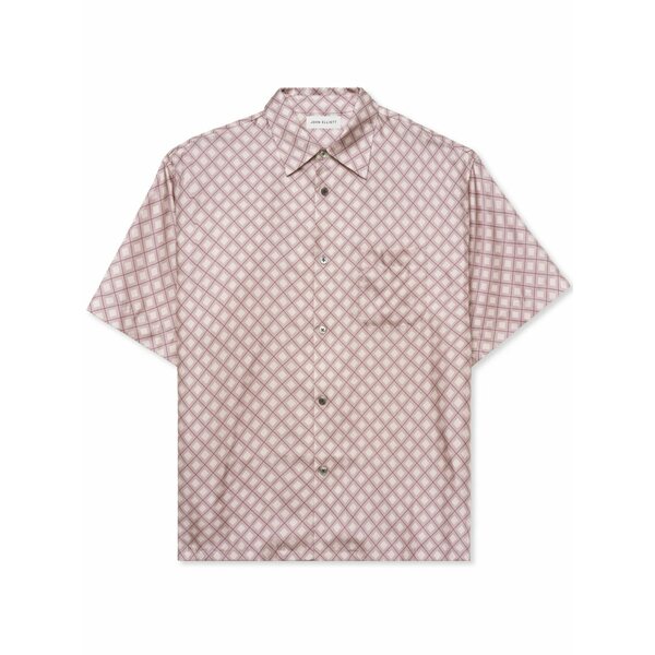 ジョン・エリオット メンズ プルオーバー トップス Lozenge-print silk shirt Neutrals