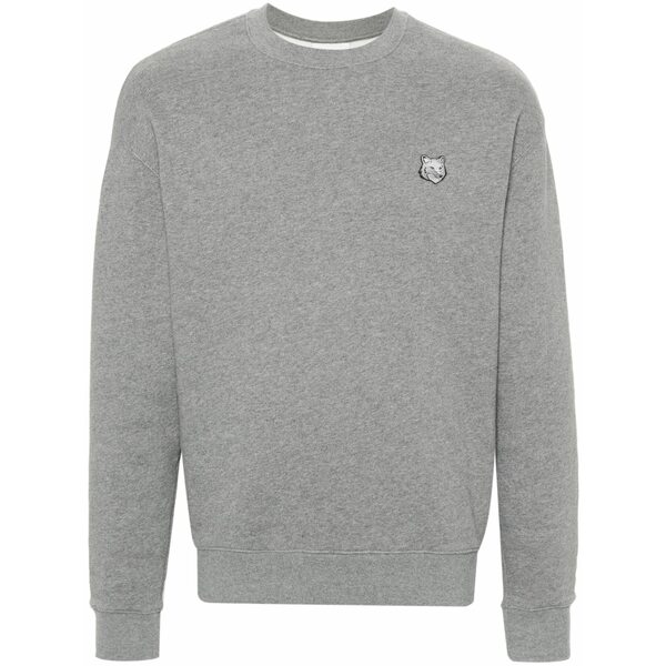 棲み家 稲荷 メンズ パーカー・スウェットシャツ アウター Bold fox head cotton sweatshirt Grey