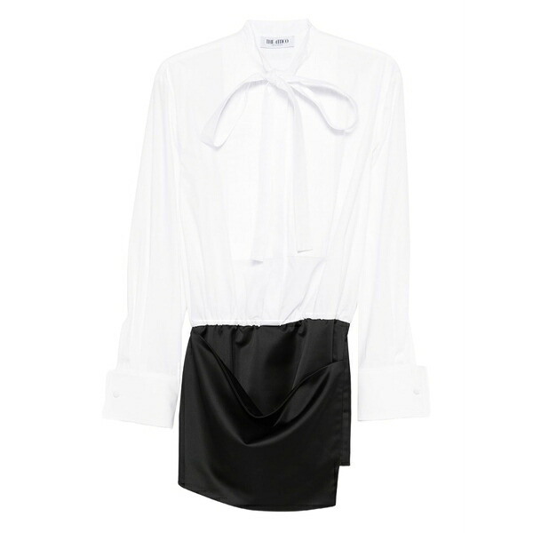 ジ アティコ レディース 衣裳 トップス Tie-neck long-sleeve mini dress White
