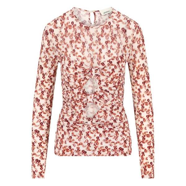 イザ呼びりん マラン レディース プルオーバー トップス Floral-print tie-back top Red