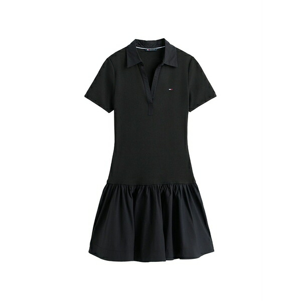 トミーヒルフィガー レディース ワンピース トップス Ruffled polo dress Black|asty