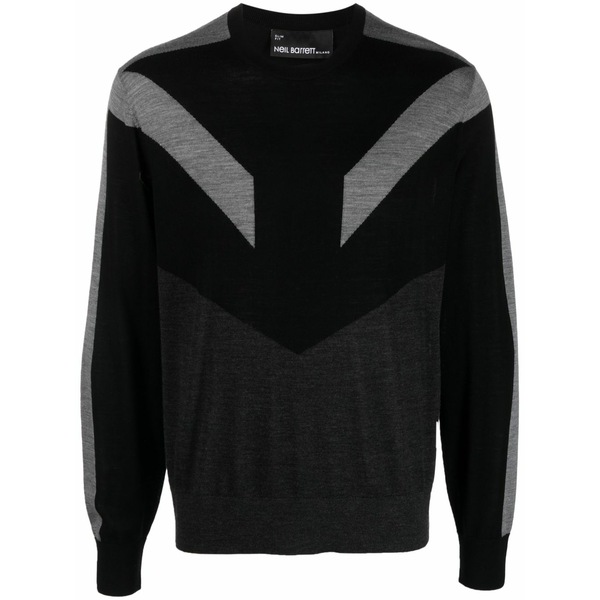 ニールバレット メンズ 編み物\u0026スウェーター アウター Colour-block fine-knit jumper Black