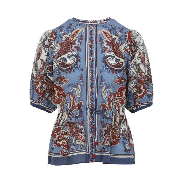 耕園 リオ レディース プルオーバー トップス Paisley scarf blouse Blue