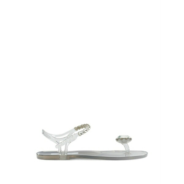 メンギ― レディース サンダル シューズ Crystal-embellished thong sandals White