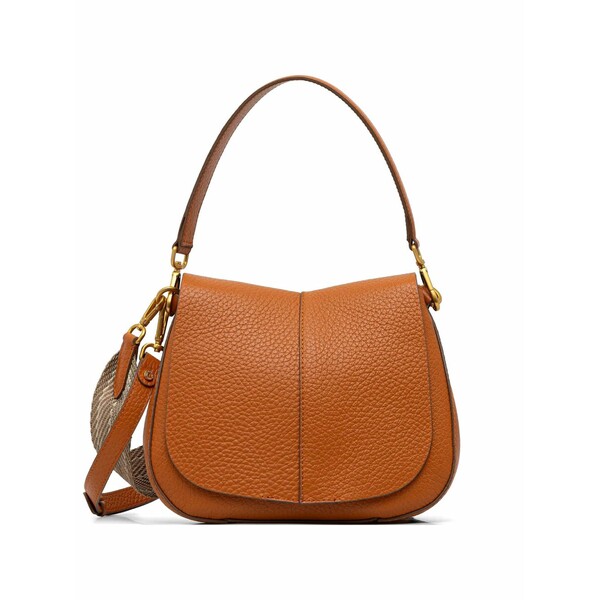 ジャンニ・キアリーニ レディース ショルダーバッグ 御徒面子 Helena round flap satchel cross body bag Brown